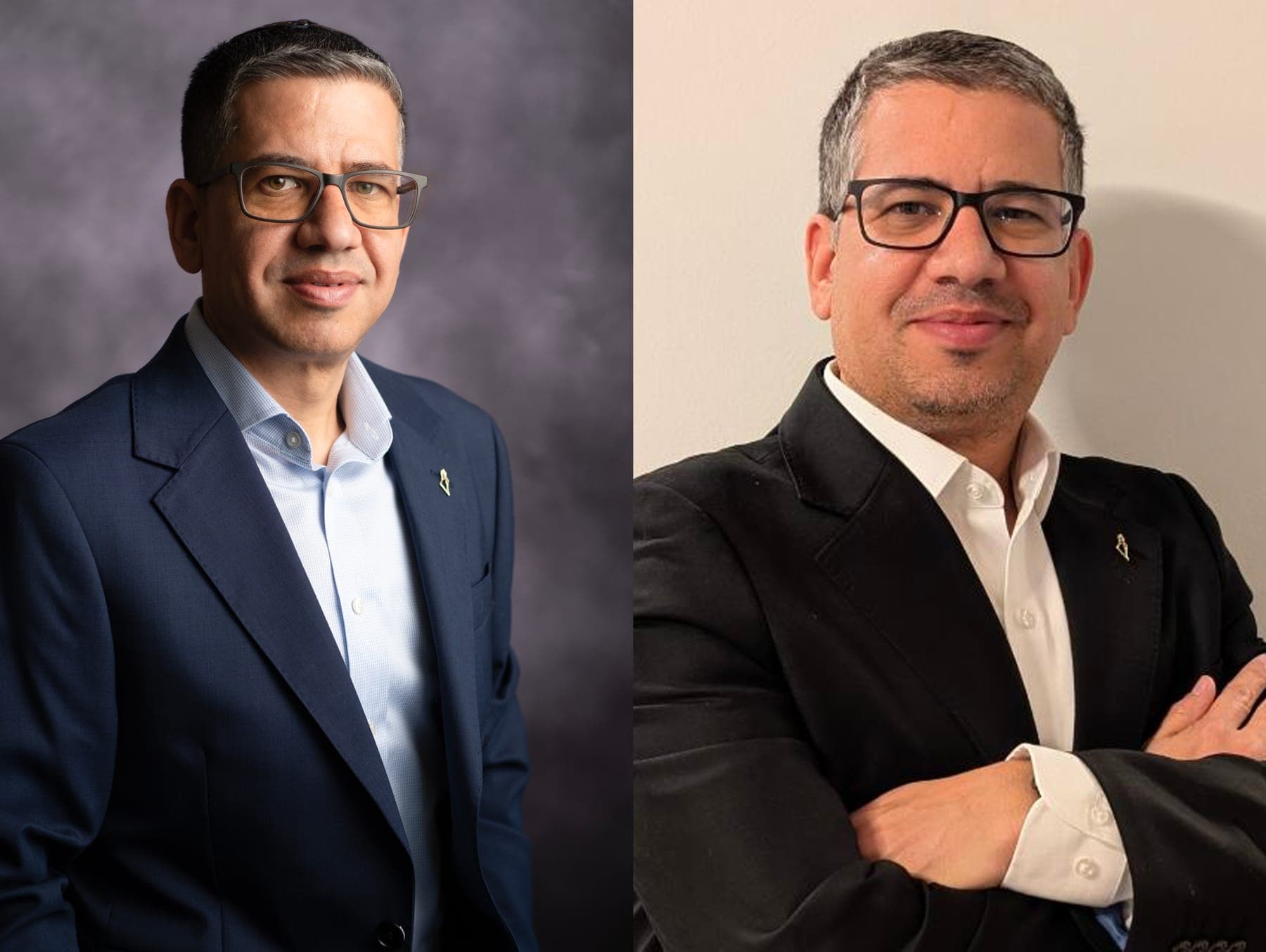 Before and after a professional headshot — a businessman shown in two portraits side by side, by Sharon Gabay
