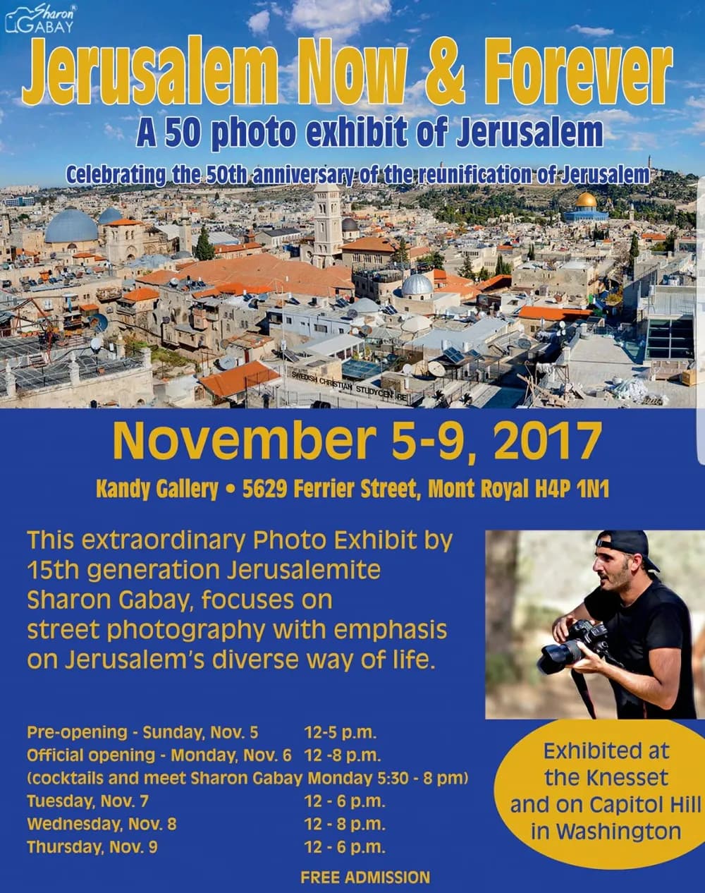 The Jerusalem Now & Forever exhibition poster, Montreal, Canada, 2017