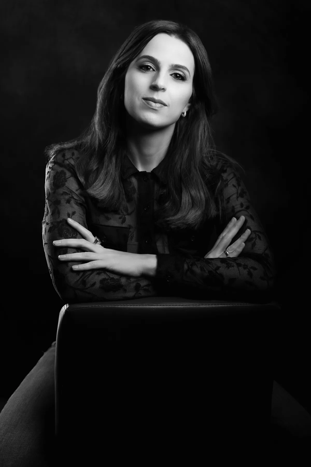 A portrait from the Nashim Lev project — leading women photographed in classic lighting