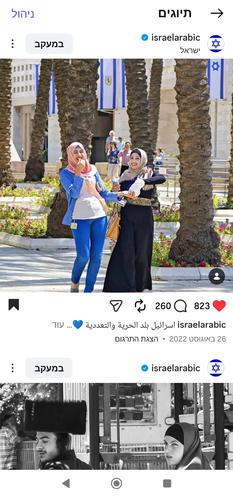 צילום של שרון גבאי בפרסום רשמי של מטה"ח בערבית (@israelarabic)