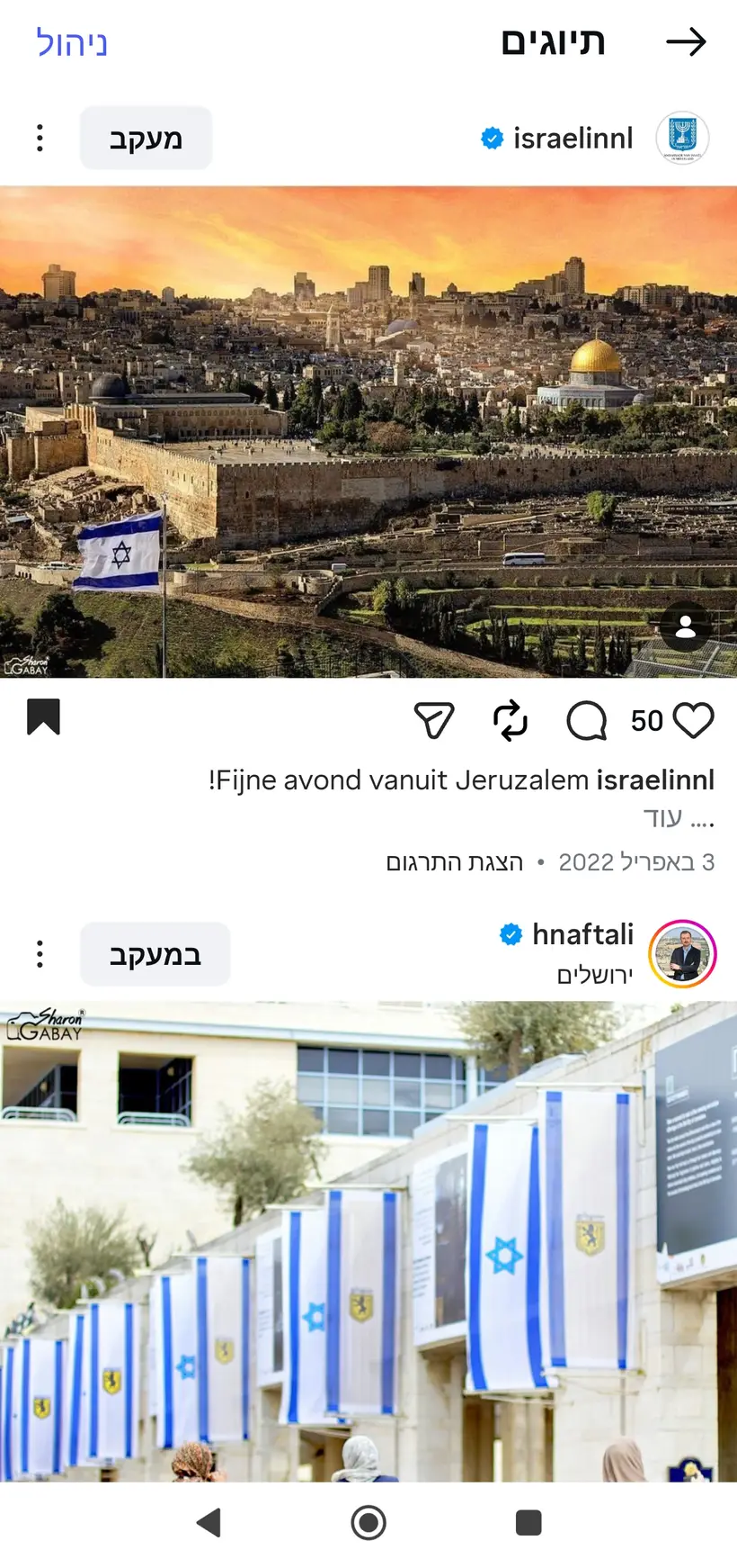 צילום של שרון גבאי בפרסום רשמי של שגרירות ישראל בהולנד (@israelinnl)