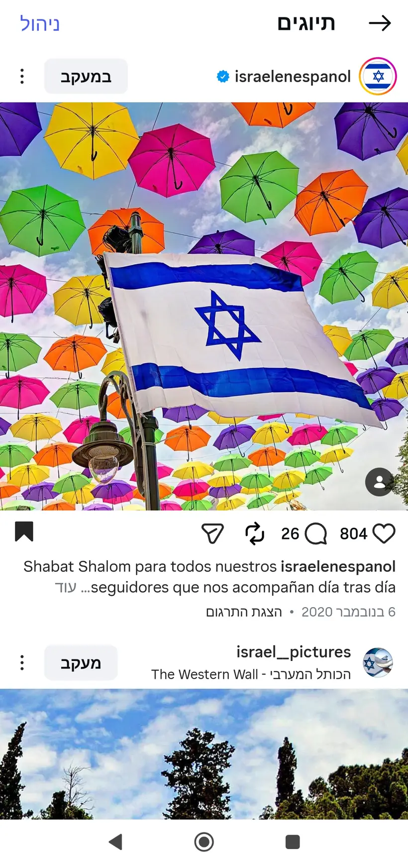 צילום של שרון גבאי בפרסום רשמי של מטה"ח בספרדית (@israelenespanol)