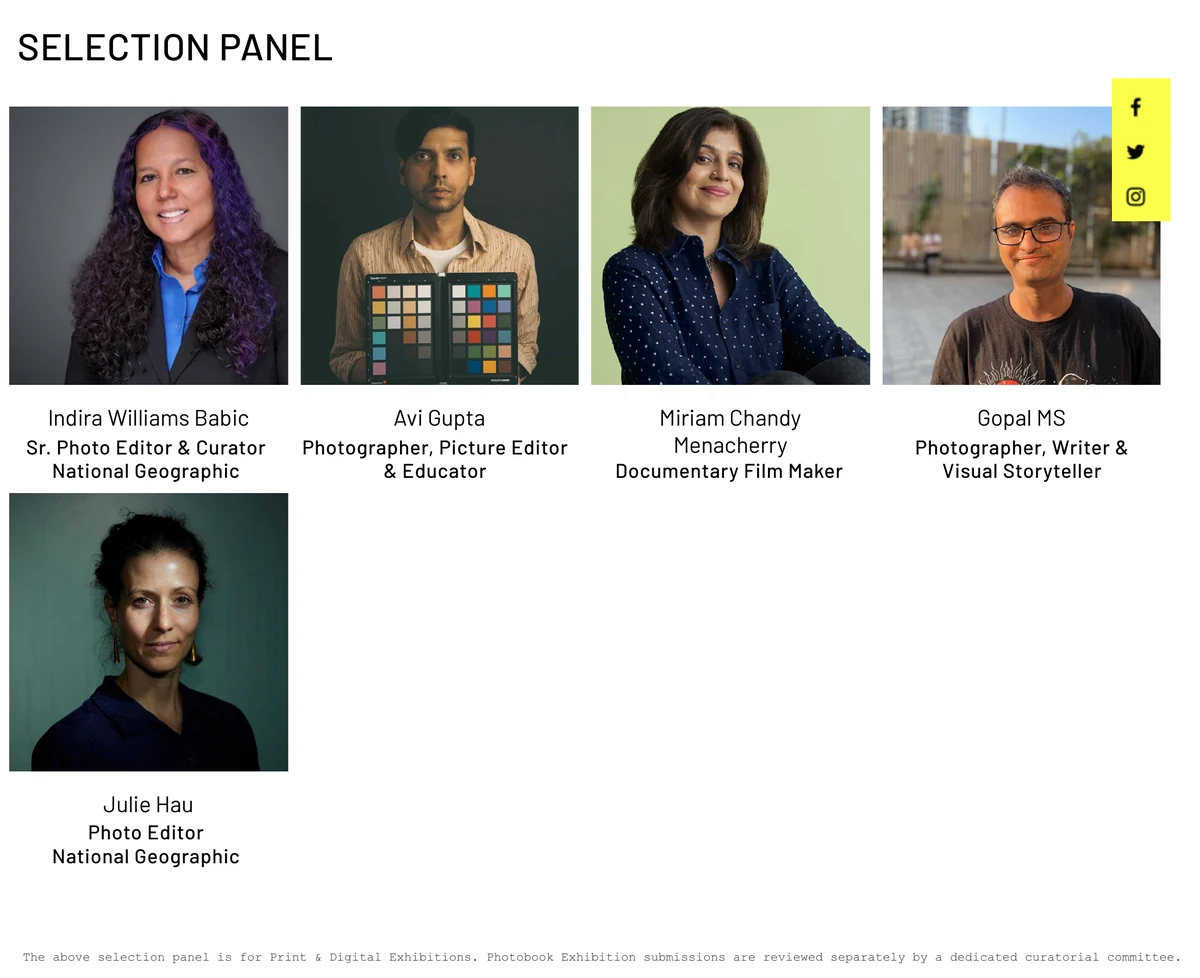 The same Selection Panel on the Open Call 2026 page on 7 October 2026, with a line beneath it: The above selection panel is for Print & Digital Exhibitions. Photobook Exhibition submissions are reviewed separately by a dedicated curatorial committee.