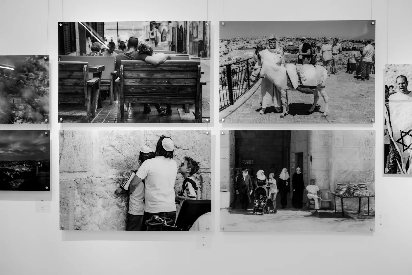 Sharon Gabay's Jerusalem photographs printed on glass at the Jerusalem Now and Forever exhibition, Goldman Gallery, Bender JCC, Rockville, Maryland, 2017